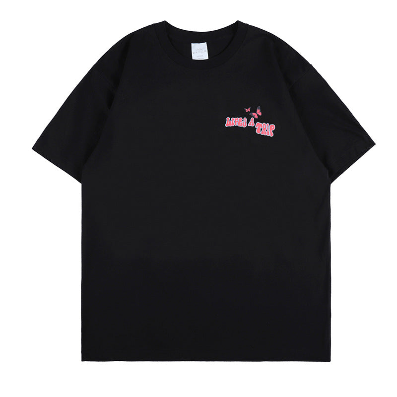 Street Loose Spoof Doll Print Short Sleeve Tee Couple Male