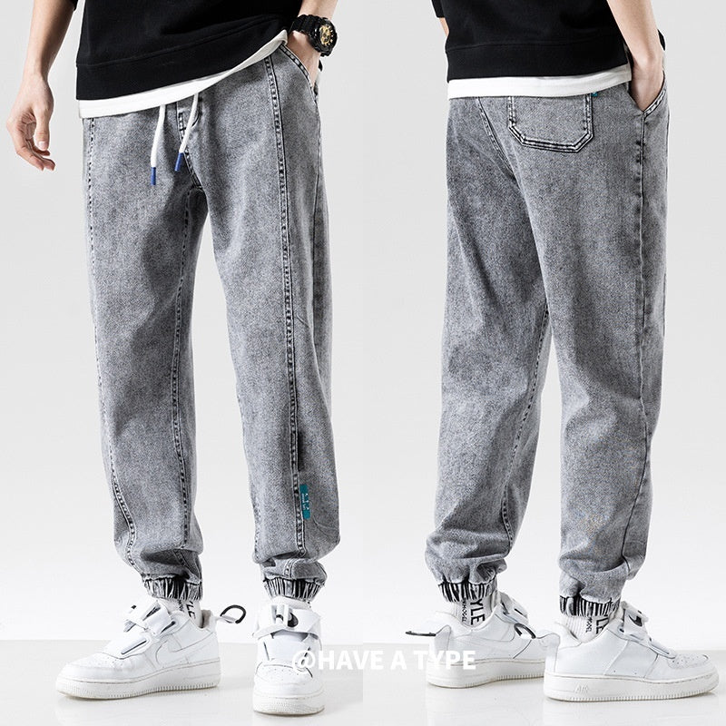 Men's Fashion Plus Size Ankle-tied Jeans