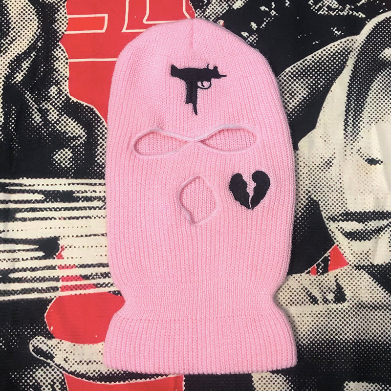 Embroidered Acrylic Three-hole Ski Mask