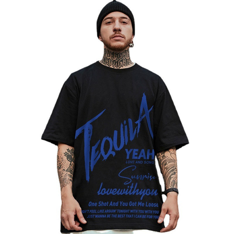 Men's Plus Size National Tide Hip Hop Loose Short Sleeve T-Shirt