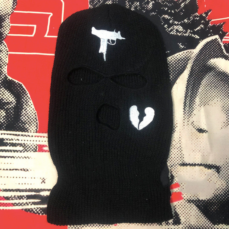 Embroidered Acrylic Three-hole Ski Mask