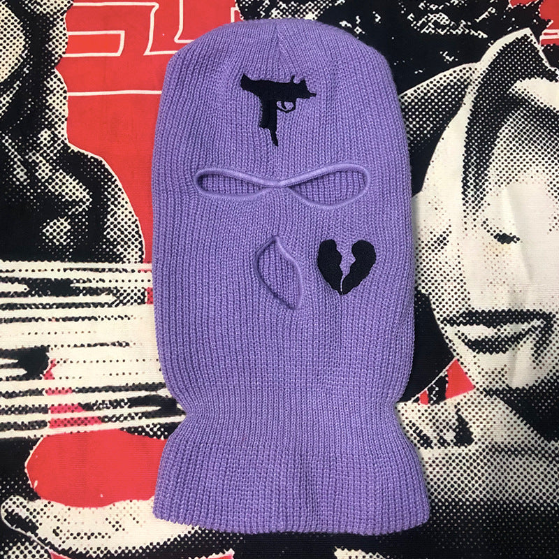 Embroidered Acrylic Three-hole Ski Mask