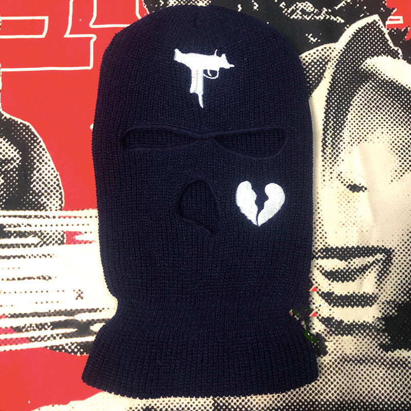 Embroidered Acrylic Three-hole Ski Mask