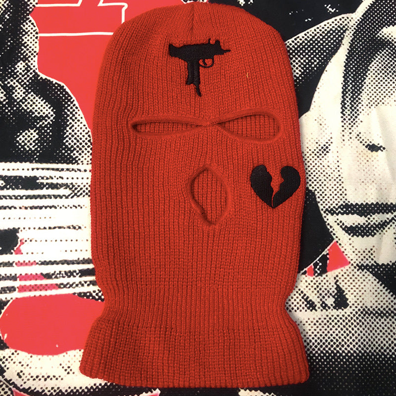 Embroidered Acrylic Three-hole Ski Mask