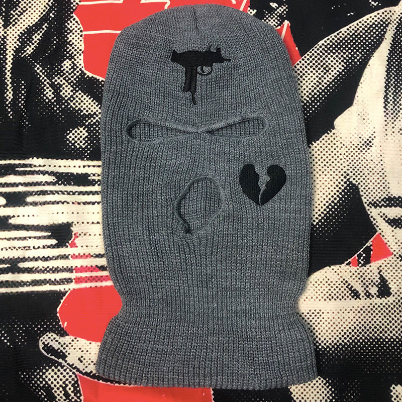 Embroidered Acrylic Three-hole Ski Mask