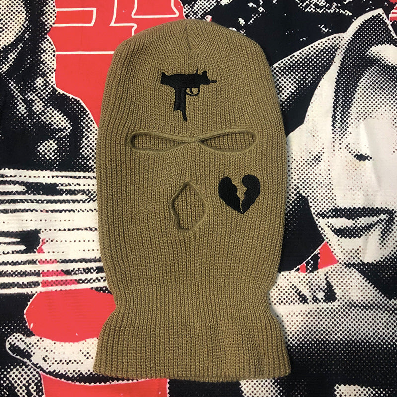 Embroidered Acrylic Three-hole Ski Mask