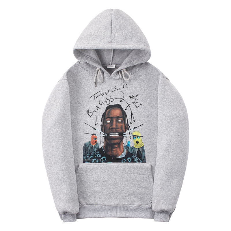 Travis scott bad guy tee print and fleece hoodie