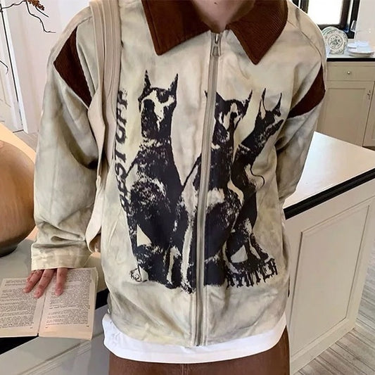American Retro Distressed Waste Soil Style Overalls