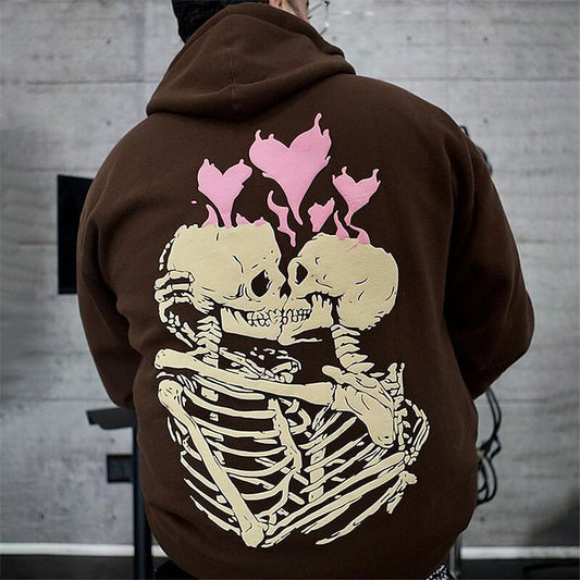 Men's Hoodie Skull Pattern Casual Hoodie Loose Sweatshirt Pullover