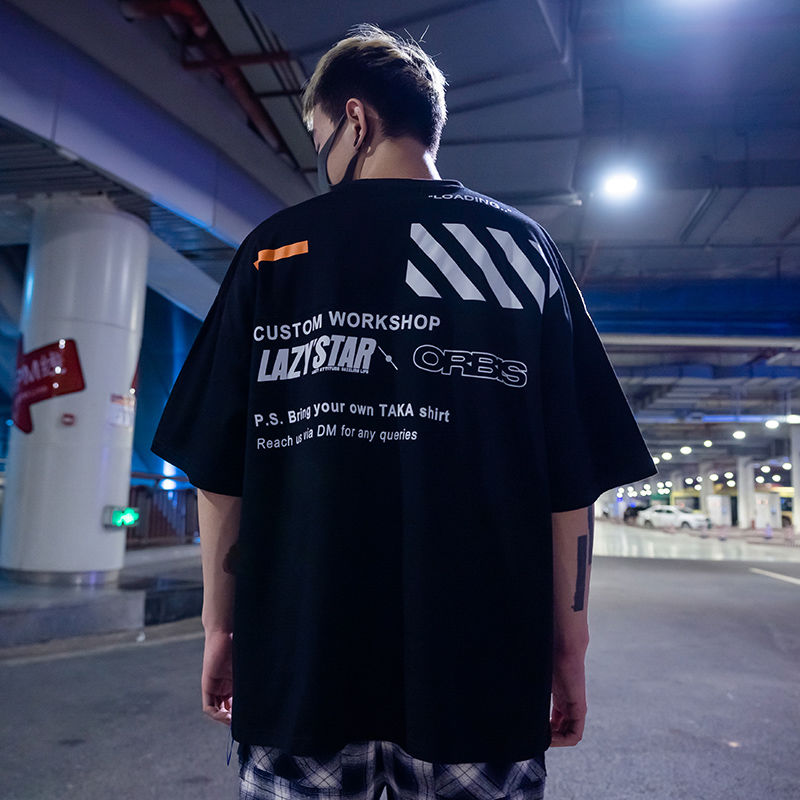 Loose Five-point Sleeve Hip-hop Couple Ins Short-sleeved T-shirt