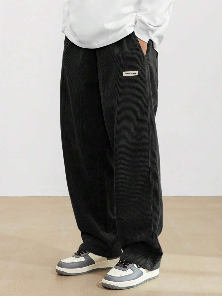 Men's Drawstring Trousers Casual Loose-fitting Pockets Straight Pants Sports Clothing